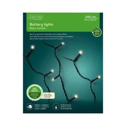 The Christmas Palace CHRISTMAS LIGHTS 60 FT 240 LED WARM WHITE TWINKLE BLACK WIRE BATTERY OPERATED