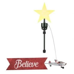 The Christmas Palace ANIMATED TREE TOPPER SANTA BIPLANE