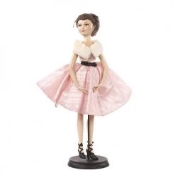 The Christmas Palace 24" PARIS BRUNETTE LADY DOLL WITH STAND Pretty In Pink