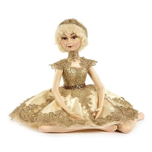 The Christmas Palace 17" GOLD LACE SITTING DOLL 1 The Christmas Palace 17" GOLD LACE SITTING DOLL
