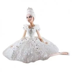 The Christmas Palace 20" WHITE SITTING BALLERINA DOLL Crystal Elegance