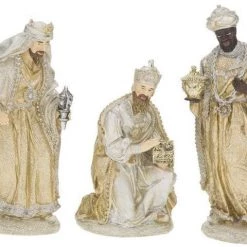 The Christmas Palace MARK ROBERTS 10" SILVER & GOLD STANDING 3 KINGS Nativity & Stables