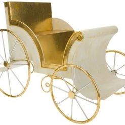 The Christmas Palace MARK ROBERTS 23" X 17.5" WHITE & GOLD CARRIAGE Sleighs & Ladders