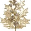 The Christmas Palace 28" GOLD GRAND HOLLY SPRAY SET OF 12 Stems & Picks