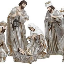 The Christmas Palace Nativity & Stables MARK ROBERTS 16" PLATINUM NATIVITY SCENE SET OF 6