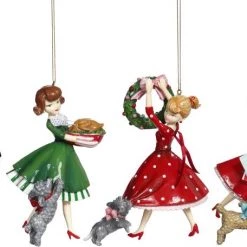 The Christmas Palace MARK ROBERTS 6" DINNER GIRL ORNAMENT ASSORTED SET OF 4 Christmas Ornaments