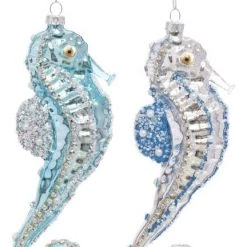 The Christmas Palace Christmas Ornaments MARK ROBERTS 6.5" SPARKLING SEAHORSE ORNAMENT ASSORTED SET OF 6