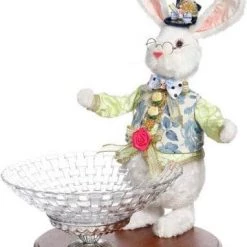 The Christmas Palace Easter MARK ROBERTS 18" RABBIT WITH WOVEN BOWL