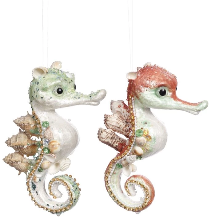 The Christmas Palace MARK ROBERTS 8" JEWELED SEAHORSE ORNAMENTS ASSORTED SET OF 2 1 The Christmas Palace MARK ROBERTS 8" JEWELED SEAHORSE ORNAMENTS ASSORTED SET OF 2