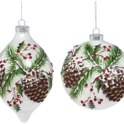 The Christmas Palace Christmas Ornaments MARK ROBERTS 5" PINECONE & BERRY ORNAMENTS ASSORTED SET OF 4