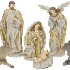 The Christmas Palace MARK ROBERTS 12" SILVER & GOLD NATIVITY SCENE SET OF 6