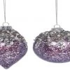 The Christmas Palace Christmas Ornaments MARK ROBERTS 4" SILVER & GOLD ICED PURPLE ORNAMENT ASSORTED SET OF 6