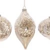 The Christmas Palace MARK ROBBERTS 4" IVORY GLAM SPARKLING ASSORTED ORNAMENT SET OF 6
