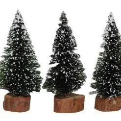 The Christmas Palace 3" LOG PINE TREE SET OF 3