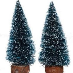 The Christmas Palace 4" LOG PINE TREE SET OF 2