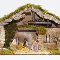 The Christmas Palace 18"X10"X12" ITALIAN STABLE INCLUDES 5 FIGURINES Nativity & Stables