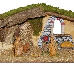 The Christmas Palace 24" X 9" X 9" ITALIAN STABLE INCLUDES 5 FIGURINES