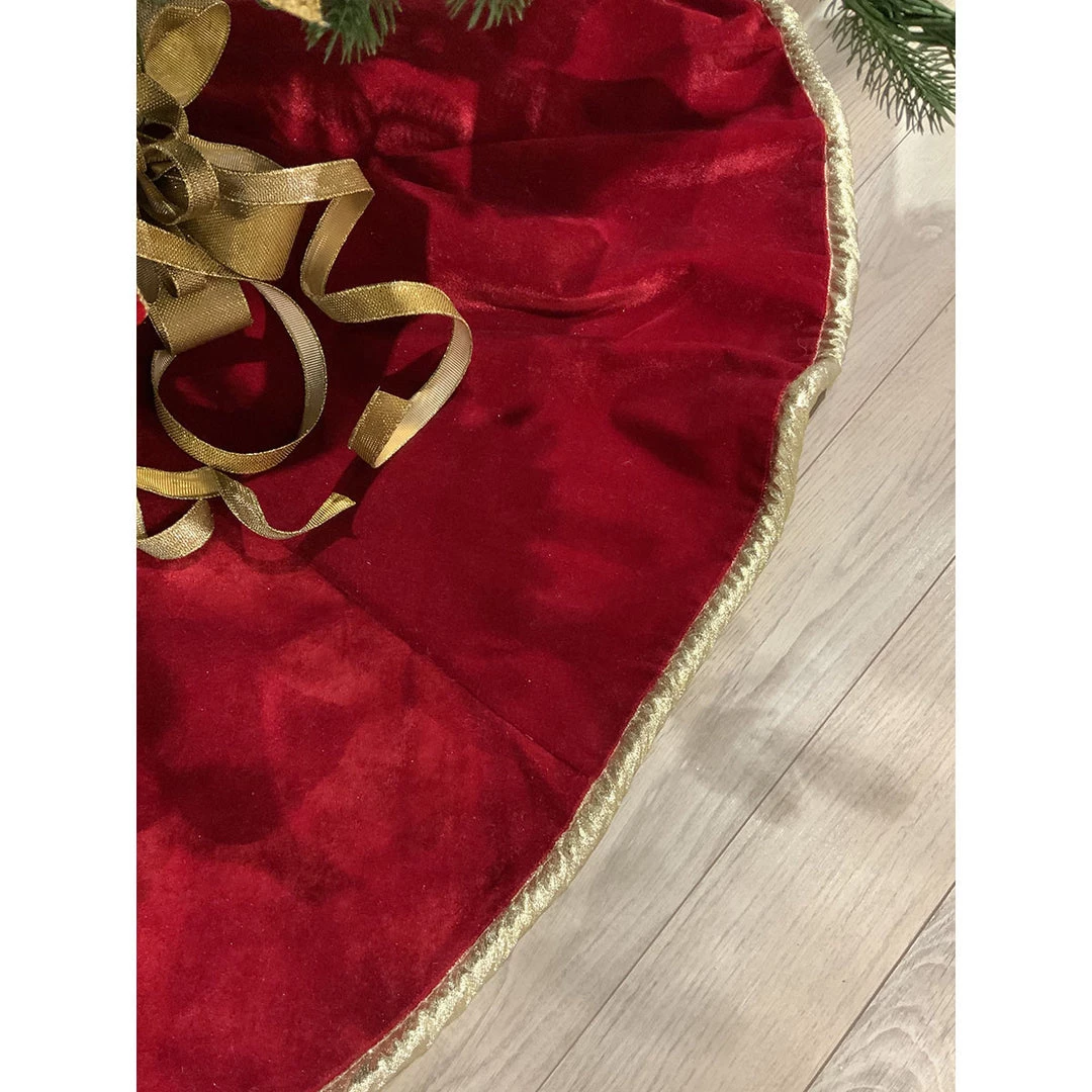 The Christmas Palace 64" RED VELVET WITH GOLD METALLIC BACK TRIM TREE SKIRT Skirts & Stockings 2 The Christmas Palace 64" RED VELVET WITH GOLD METALLIC BACK TRIM TREE SKIRT Skirts & Stockings