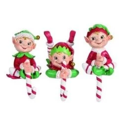 The Christmas Palace 9" HAPPY ELF STOCKING HOLDER SET OF 3