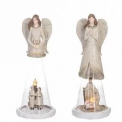 The Christmas Palace Angels & Toppers 11" LIGHT UP ANGEL SCENE SET OF 2