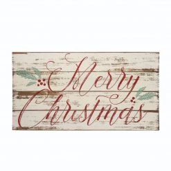 The Christmas Palace Table Tops 16" RETRO WOOD MERRY CHRISTMAS SIGN