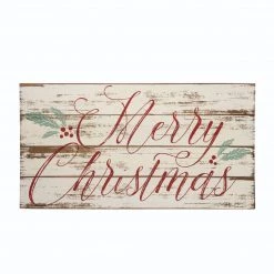 The Christmas Palace Table Tops 16" RETRO WOOD MERRY CHRISTMAS SIGN