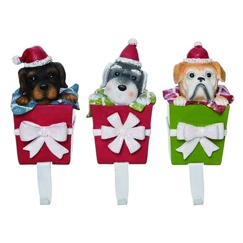 The Christmas Palace 8" DOG PRESENT STOCKING HOLDER ASSORTED SET OF 3 Skirts & Stockings 1 The Christmas Palace 8" DOG PRESENT STOCKING HOLDER ASSORTED SET OF 3 Skirts & Stockings
