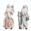 The Christmas Palace 14" AQUA & IVORY SEASIDE SANTA ASSORTED SET OF 2