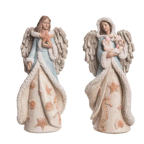 The Christmas Palace Angels & Toppers 4" AQUA & IVORY SEASIDE ANGELS ASSORTED SET OF 2 2 The Christmas Palace Angels & Toppers 4" AQUA & IVORY SEASIDE ANGELS ASSORTED SET OF 2