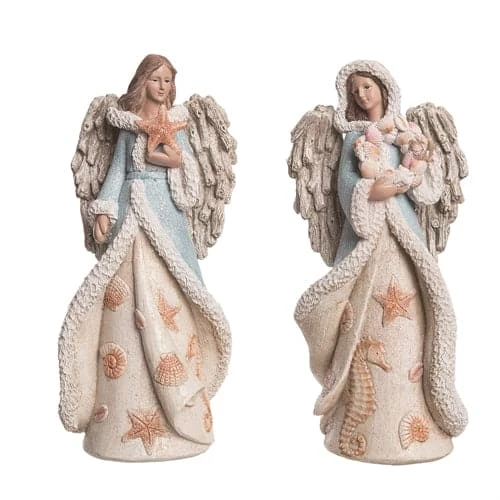 The Christmas Palace Angels & Toppers 4" AQUA & IVORY SEASIDE ANGELS ASSORTED SET OF 2 1 The Christmas Palace Angels & Toppers 4" AQUA & IVORY SEASIDE ANGELS ASSORTED SET OF 2