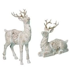 The Christmas Palace 10" ELEGANT REINDEER ASSORTED SET OF 2 Deers, Bears & Swans