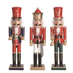 The Christmas Palace 15" RED & GOLD NUTCRACKER ASSORTED SET OF 3