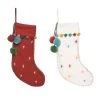 The Christmas Palace Skirts & Stockings 20" POM POM CHRISTMAS STOCKING ASSORTED SET OF 2
