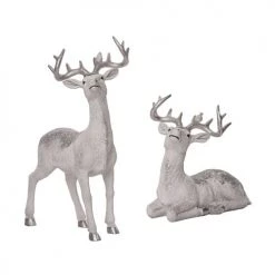 The Christmas Palace 7" SILVER GLITZ REINDEER ASSORTED SET OF 2