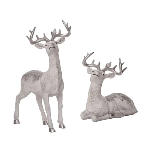 The Christmas Palace 7" SILVER GLITZ REINDEER ASSORTED SET OF 2 1 The Christmas Palace 7" SILVER GLITZ REINDEER ASSORTED SET OF 2