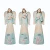 The Christmas Palace 7" AQUA & IVORY COASTAL ANGEL ASSORTED SET OF 3 Angels & Toppers