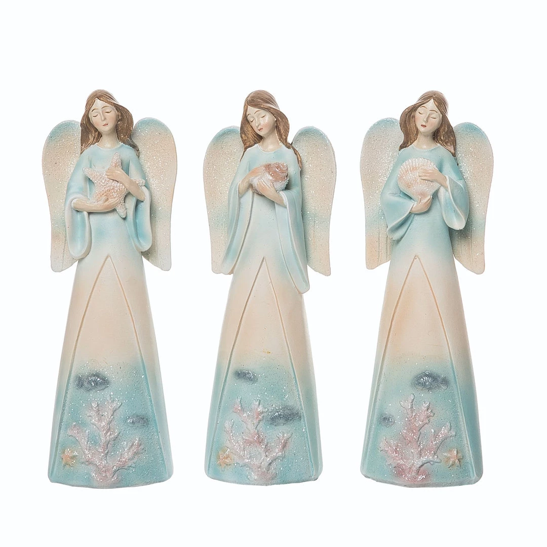 The Christmas Palace 7" AQUA & IVORY COASTAL ANGEL ASSORTED SET OF 3 Angels & Toppers 2 The Christmas Palace 7" AQUA & IVORY COASTAL ANGEL ASSORTED SET OF 3 Angels & Toppers