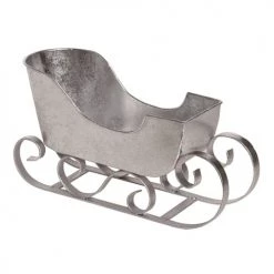 The Christmas Palace Sleighs & Ladders 6" SILVER GLITZ SLEIGH