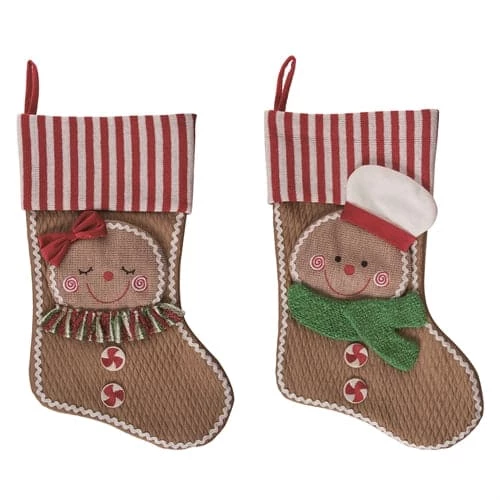 The Christmas Palace 21" PEPPERMINT STRIPED GINGERBREAD STOCKINGS ASSORTED SET OF 2 Skirts & Stockings 1 The Christmas Palace 21" PEPPERMINT STRIPED GINGERBREAD STOCKINGS ASSORTED SET OF 2 Skirts & Stockings