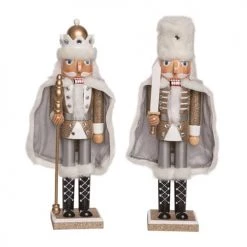 The Christmas Palace 15" GOLD & SILVER NUTCRACKERS WITH CAPE ASSORTED SET OF 2