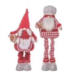The Christmas Palace Elves 18" PLAID BAKER STANDING GNOME ASSORTED SET OF 2