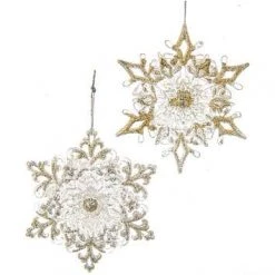 The Christmas Palace Christmas Ornaments 5" CLEAR GLITTERED SNOWFLAKE ORNAMENTS SET OF 12