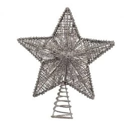 The Christmas Palace 10" TREE TOPPER SILVER STAR WITH 20 LIGHTS