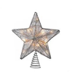 The Christmas Palace 10" TREE TOPPER SILVER STAR WITH 20 LIGHTS