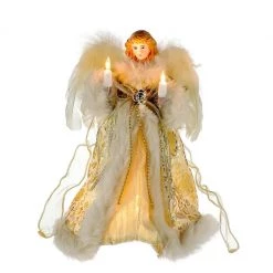 The Christmas Palace 10" IVORY & GOLD ANGEL TREE TOPPER