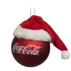 The Christmas Palace 4" COCA-COLA BALL WITH HAT ORNAMENT SET OF 4 Christmas Ornaments