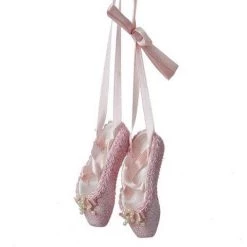 The Christmas Palace 8" PINK GLITTER BALLET SHOE ORNAMENT SET OF 2 Christmas Ornaments