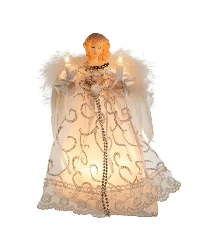 The Christmas Palace Angels & Toppers 9" WHITE & SILVER ANGEL TREE TOPPER 1 The Christmas Palace Angels & Toppers 9" WHITE & SILVER ANGEL TREE TOPPER
