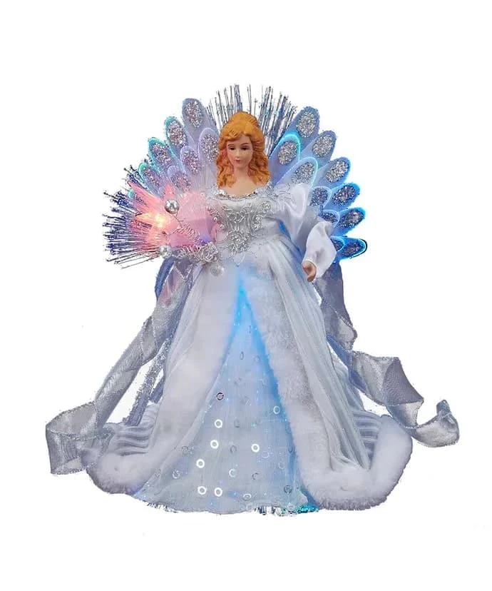 The Christmas Palace 12" FIBER OPTIC WHITE & SILVER ANGEL TREE TOPPER 1 The Christmas Palace 12" FIBER OPTIC WHITE & SILVER ANGEL TREE TOPPER