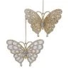 The Christmas Palace 3" PLATINUM GLITTER BUTTERFLY ORNAMENT SET OF 12